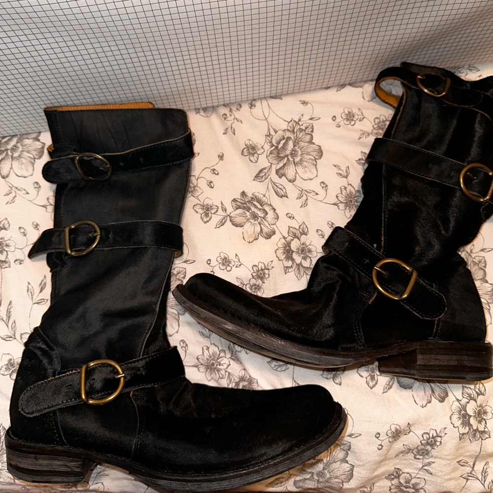 Calf height cow hide boots